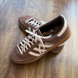 Adidas Women’s Handball Spezial Brown and White Sneakers